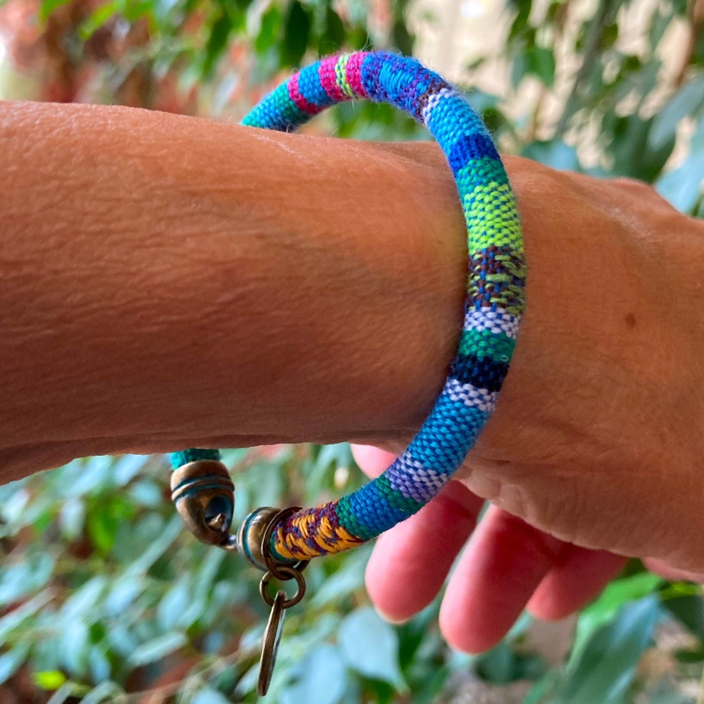 TRIBAL-BOHO Fabric Cord Bracelet in Teal - Picture 6 of 8